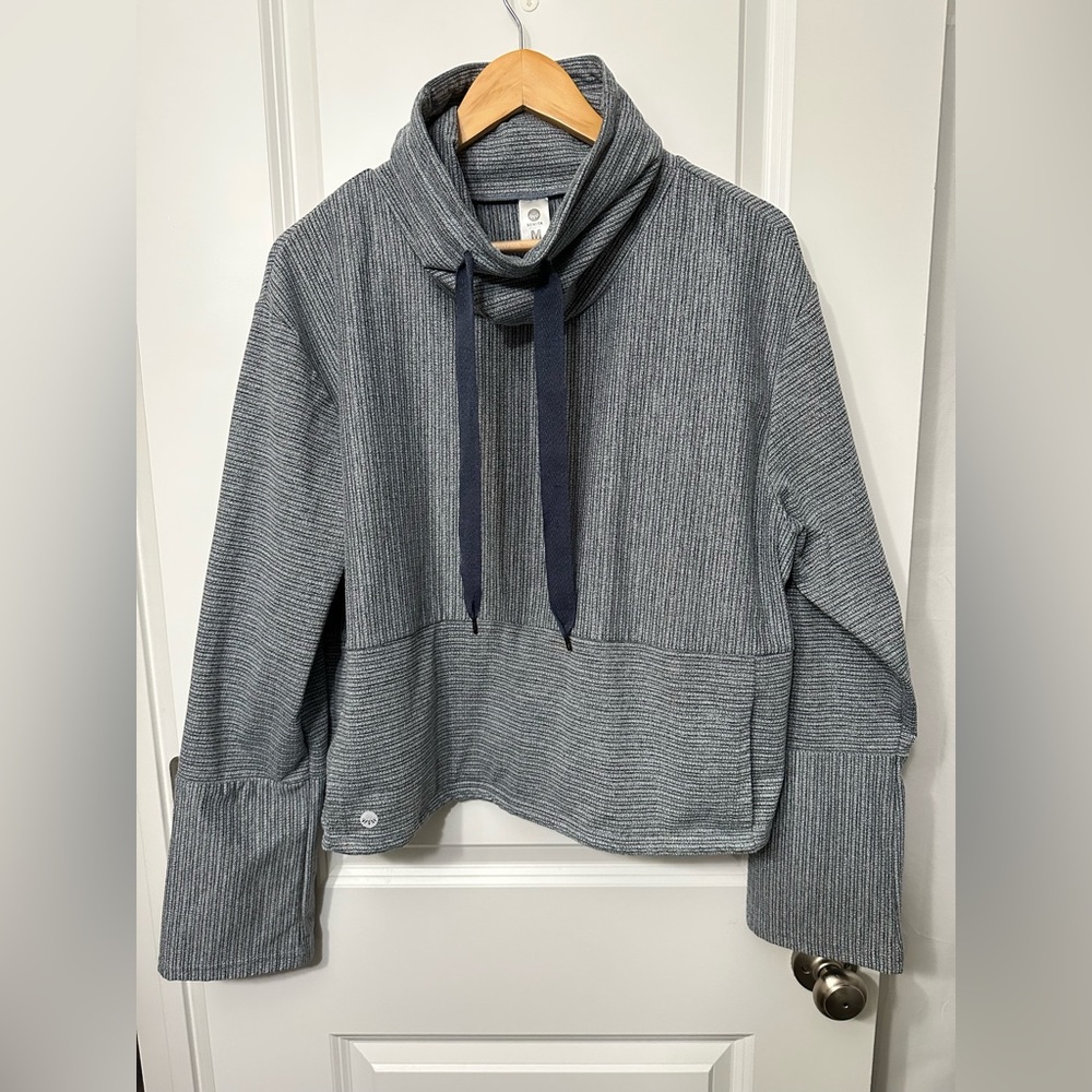 Senita Athletics Blue Pullover Cowl Neck Sweater Size Medium